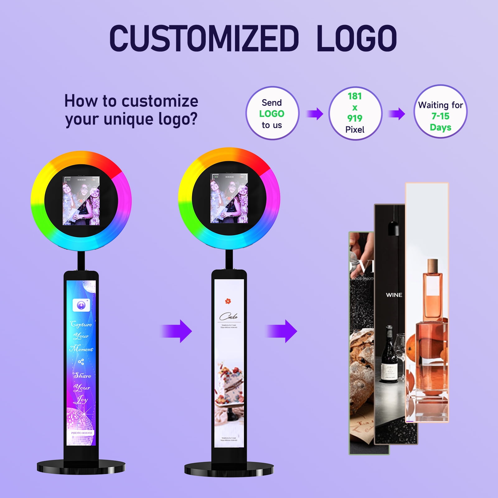 MWE Photo Booth Stand for ipad 12.9'' 10.9'' 10.2'' with Ring Light Software APP and Remote Control, RGB Lights Music Sync, Flight Case,Black