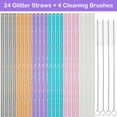 thumbnail image 2 of NiHome 40oz Straws, 24 Pack Glitter Plastic Straws Fit for Stanley 40 oz Tumbler, Assorted Color Reusable Straws 12 Inch with 4 Brushes - Durable PETG, BPA-Free, with Laser-Induced Sparkle, 2 of 9