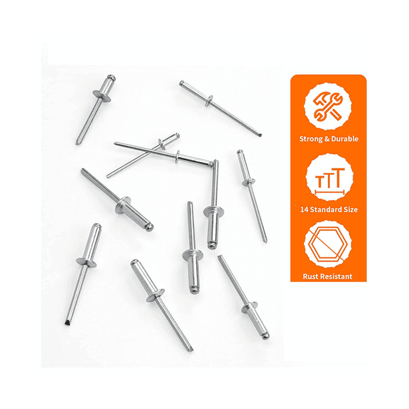 600Pcs Pop Rivets Assortment Kit, 14 Sizes Aluminum Rivets 3/32inch 1/8inch 5/32inch 3/16inch, Assorted Rivets