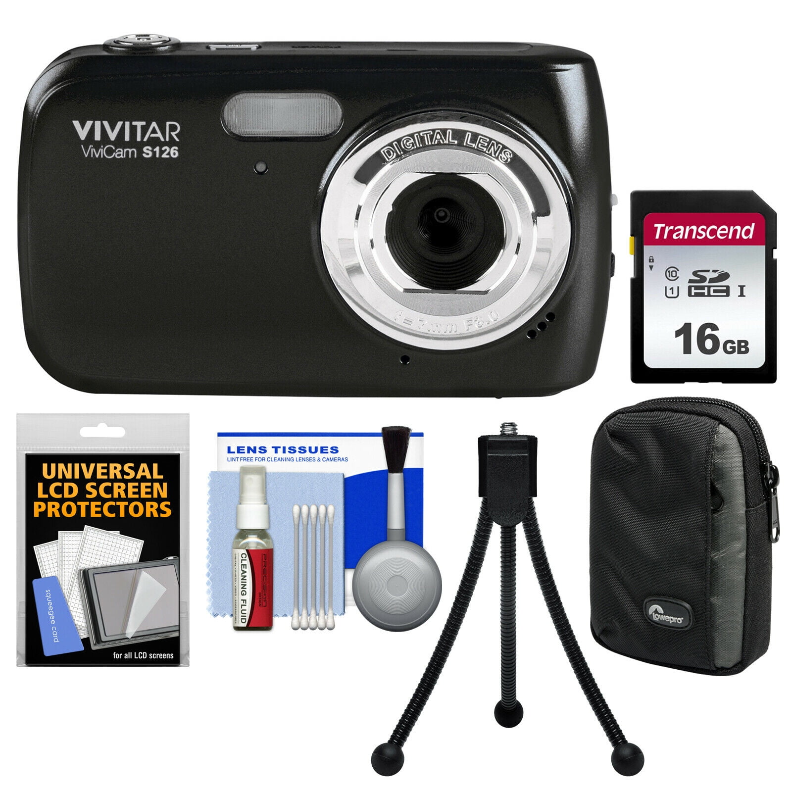Vivitar ViviCam S126 Digital Camera (Black) Bundle