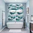thumbnail image 3 of Turquoise Ombre Kitchen Curtains Sets for Windows 36 Inch Length, Modern Geometric Moire Abstract Art Rod Pocket Window Treatments Tier Curtains and Valances Set for Bedroom/Bathroom, 3 of 8