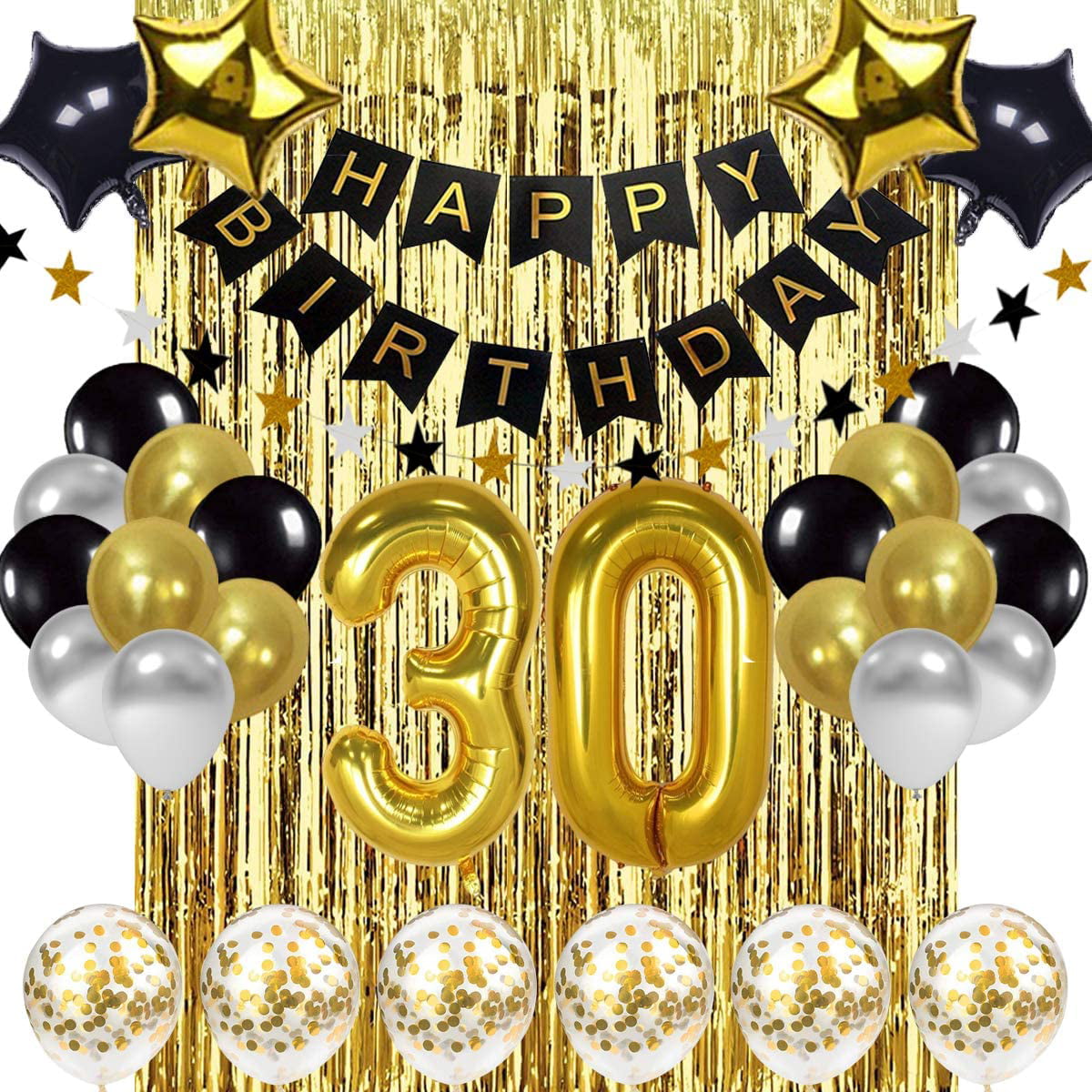 Gold Bunting Banner Balloons Latex Balloon 30/40th Happy Birthday Party Decor 