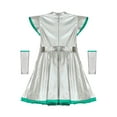 thumbnail image 6 of iiniim Kids Girl's Shiny Alien Costume Outfit Cap Sleeve Metallic Dress with Headband for Halloween Party Green Silver 8, 6 of 7