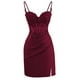 thumbnail image 1 of Vestido de fiesta Clothfun con apliques de encaje satinado, color burdeos, 1 of 7