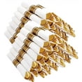 thumbnail image 2 of 400PCS Pre Rolled Gold Plastic Silverware Sets - Heavy Duty Hammered Gold Cutlery Include 100 Pack Wrapped Disposable Utensils with Napkins for Parties, Dinners & Weddings, 2 of 10
