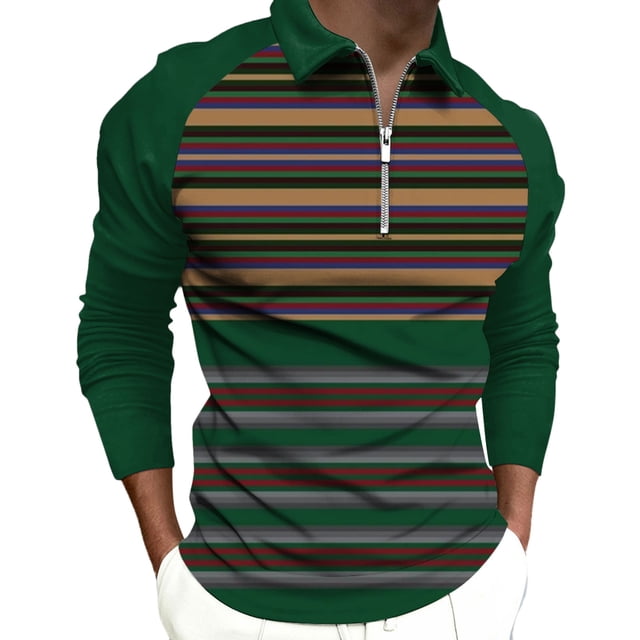Tops para hombre Camisas Blusas Elegante Casual Camisas de manga larga Camisa con cuello Impreso Cremallera Cuello vuelto Odeerbi ODB-5