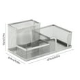 thumbnail image 3 of Blasgw Mesh Pencil Holder for Desk - Black Metal Pen Organizer with 3 Compartments for Office Supplies, Cell Phone, Sticky Notes - Desktop Stationary Caddy with Non-Slip Base Silver, 3 of 7