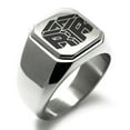 thumbnail image 1 of Stainless Steel Letter R Initial 3D Cube Box Monogram Engraved Engraved Square Flat Top Biker Style Polished Signet Ring, 1 of 1