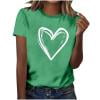 thumbnail image 1 of Hauts pour Femmes Saint-Valentin Manches Courtes Imprimé Cœur Col Rond T-Shirt Décontracté Vert P, 1 of 6