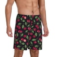 thumbnail image 2 of Pofeuu Ripe Red Cherry Print Men's Soft Woven Elastic Waistband Sleep Pajama Short-4X-Large, 2 of 6