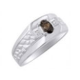 thumbnail image 5 of RYLOS Men's Rings Sterling Silver Classic Nugget 6X4MM Oval Gemstone & Diamond Ring Smoky Quartz June Birthstone Ring Size 12, 5 of 6