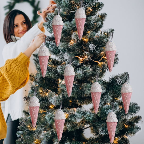 Adornos Navideños Lindo Colgante de Árbol de Navidad de Caramelo de Espuma de Macarrón