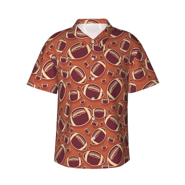 Fotbe American Football1 Camisa Hawaiana para Hombre Unisex – Camisa Casual de Verano con Botones de Manga Corta de Algodón y Lino,Large