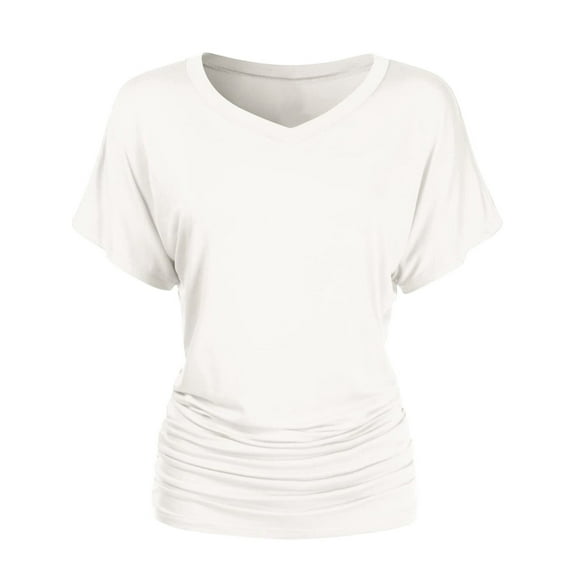 Women's Short Sleeve V Neck Dolman Top Tshirt
