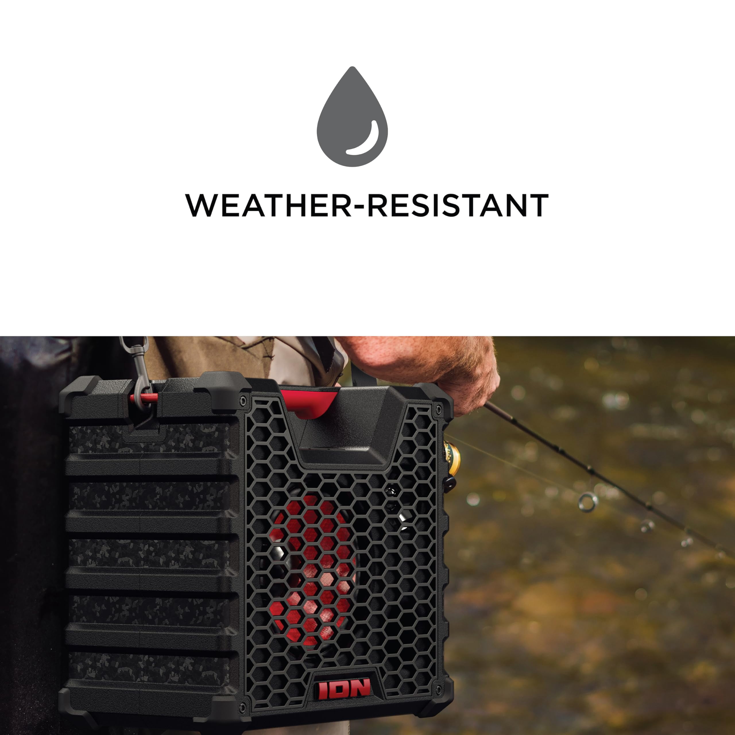 Ion Audio Tailgater Tough - Rugged Portable All-Weather Wireless Bluetooth Speaker, IPX5 Water-Resistant, Outdoor Weather-Resistant Speaker, 65W