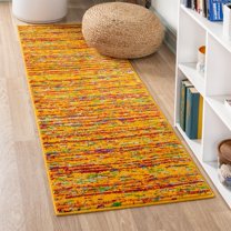 Unique Loom Calypso Collection Area Rug - Mento (2' 7" x 12' Runner Yellow/Blue)