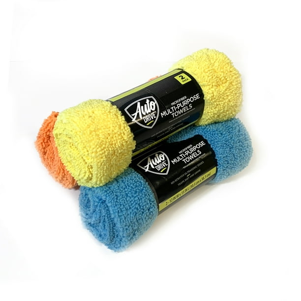 Auto Drive Microfiber MultiPurpose Cleaning Towels 2 Pack, Assorted