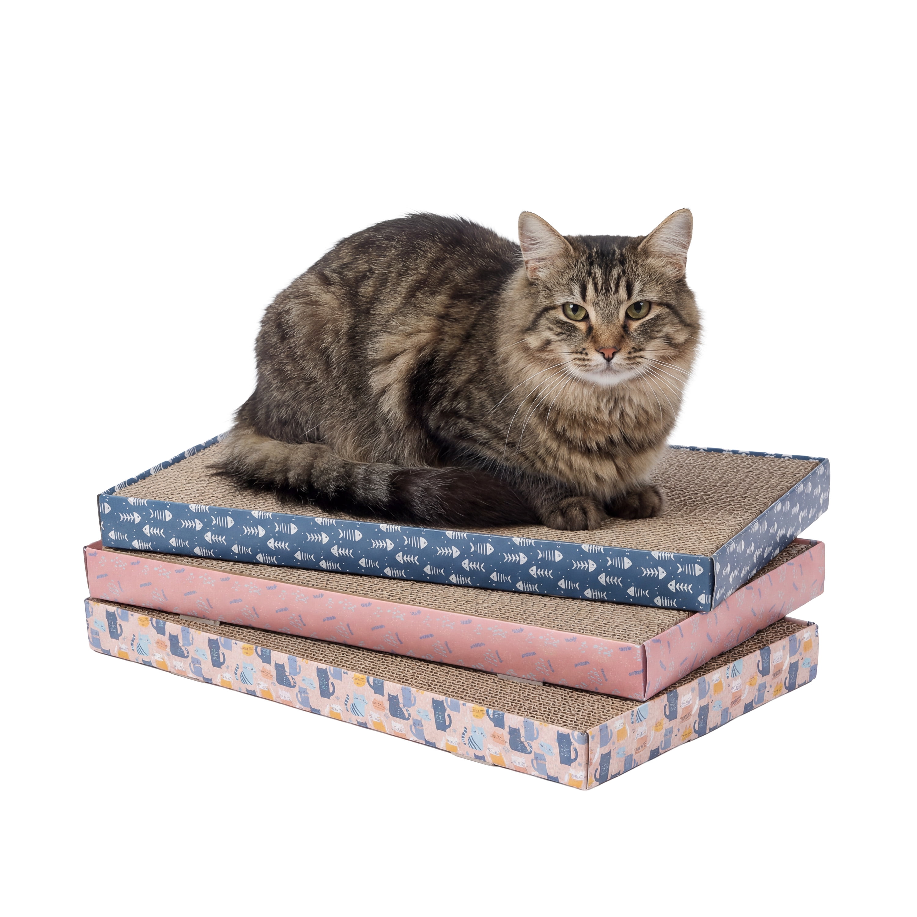 Kitty City XL Corrugated Cardboard Cat Scratching Pads, Assorted Prints, 3-Pack, Multicolored, One Size