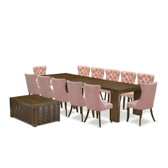 Luxe by East West Furniture 14 Pieces Extendable Dining Set Includes a Rectangle Kitchen Table