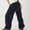 Navy, variant on Idoravan Women's Plus Size Pants Womens Fashion Casual Elastic Waist Drawstring Strap Solid Color Big Flare Wide Leg Pants