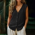 thumbnail image 6 of cocolona Womens Summer Tank Tops V Neck Sleeveless Button Shirts Trendy Casual Loose Blouses, 6 of 6