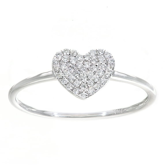 18ct White Gold Jewelco London Round 12pts Diamond Pave Heart Cluster Ring