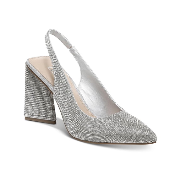 Bar III Womens Arrica Rhinestone Pointed toe Slingback Heels