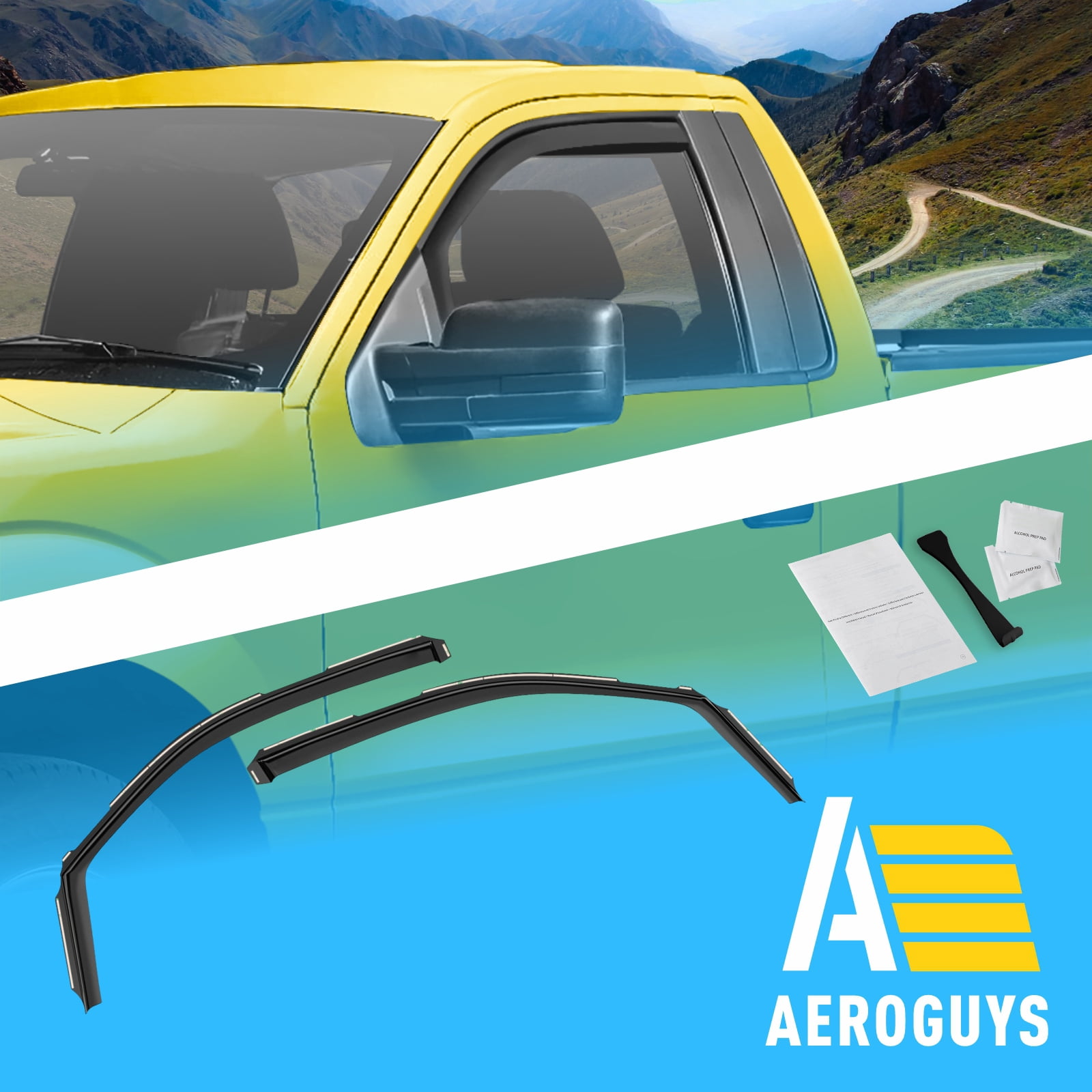 AEROGUYS In-Channel Window Deflectors Extra Durable Window Visors Rain Guards Fit for Ford F-150 2009-2014 Regular Cab,Sun Visors, Wind Deflectors,Vent Visors,Truck Accessories-2pcs. AG0046
