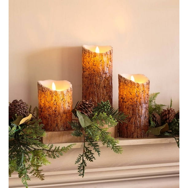Woodland Flameless LED Candles with Timer, Set of 3
