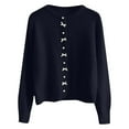 thumbnail image 4 of Sweaters for women Spring And Autumn Bow Pearl Button Sweater Women's High End Korean Gentle Wind Light Yellow Knitted Jacket Round Neck ugly christmas sweater women, 4 of 4