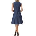 thumbnail image 3 of INSPIRE CHIC Chambray Dress for Women's Belt Button Down A-Line Midi Dress Dark Blue XS, 3 of 5