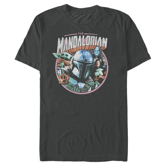 Men's Star Wars: The Mandalorian Distressed Mythro and Greef Karga Graphic Tee Charcoal X Large