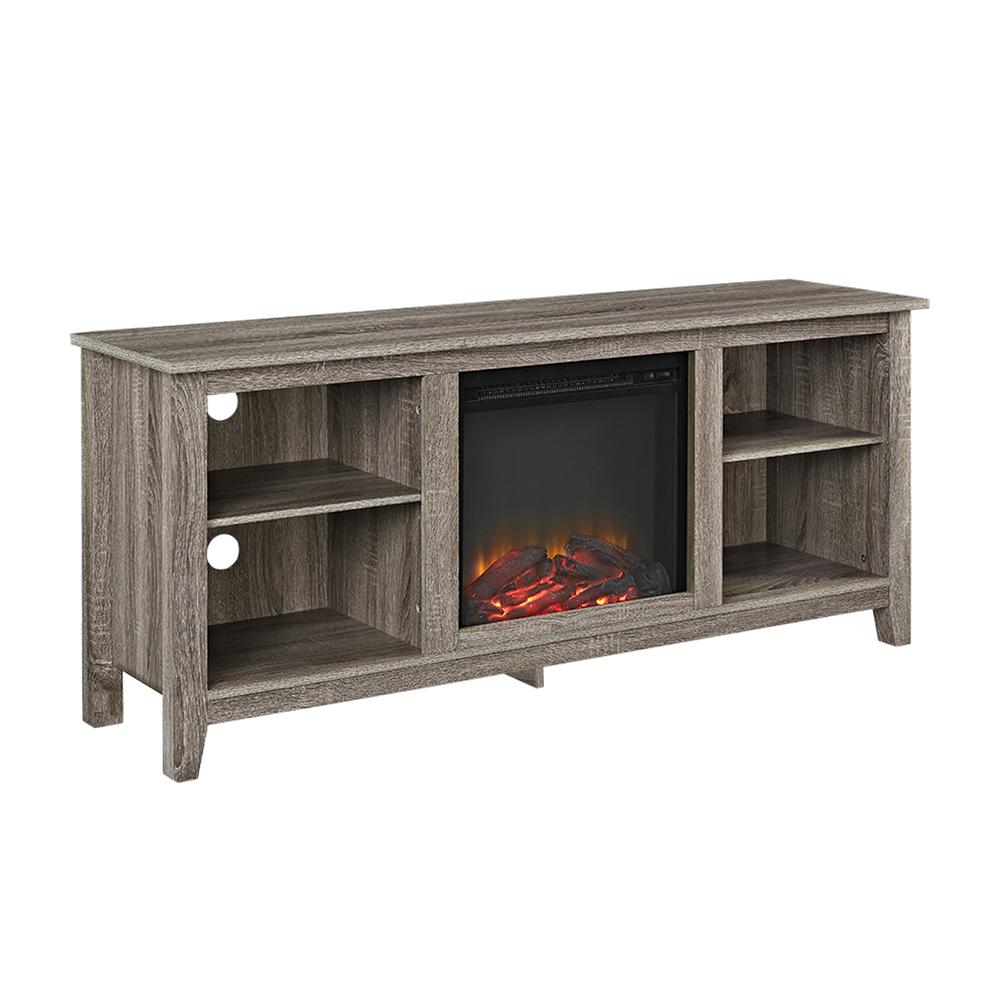 Walker Edison Traditional Fireplace TV Stand for TVs Up to 64", Driftwood - image 3 of 9
