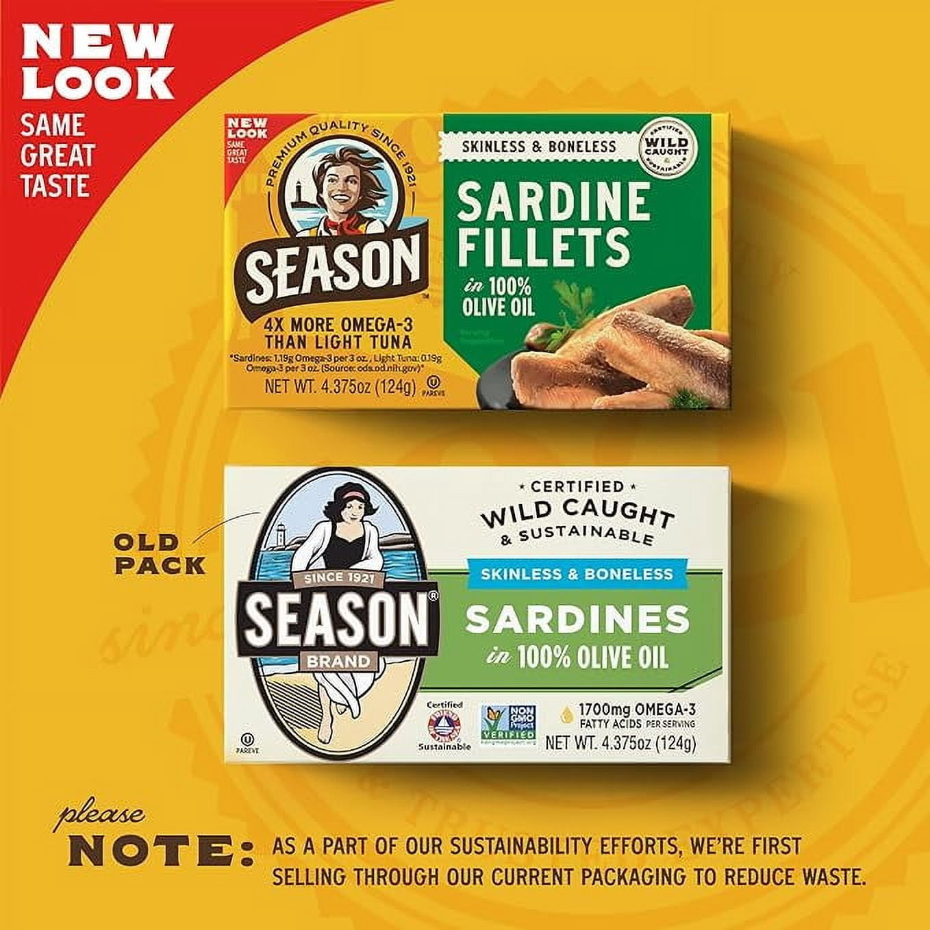 (12 pack) Season Sardines in Pure Olive Oil, 3.75 oz Can