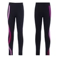 thumbnail image 4 of Aislor Girl's Active Leggings Elastics High Waist Yoga Gymnastics Athletic Skating Pants Size 6-16 A Black&Pink 16, 4 of 7