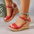 thumbnail image 3 of Dakaela Womens Platform Wedge Sandals Braided Cork Slingback Wedges Espadrilles Ankle Strap Comfortable Non Slip Summer Dressy Walking Shoes Size 6-10, 3 of 9