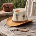 thumbnail image 5 of Unisex Adult Straw Cowboy Hat Small Brim Western Rope Decor Adjustable Chin Strap Summer Cap for Outdoor Travel and Vacation and Beach Trips Yellow One Size, 5 of 5