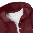 thumbnail image 3 of Afuyipoi Oversized Cargo Button Up Shirts for Men Hooded Jacket,Long Sleeved Midweight Casual Corduroy Outerwear Drawstring Pocket Button Jacket Wine XL, 3 of 8