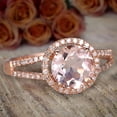 thumbnail image 4 of Antique Halo 1.50 carat Real Morganite and Man made diamond moissanite Halo Engagement Ring Sterling Silver with 18k Gold Plating, 4 of 4