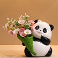 thumbnail image 4 of Figura de panda en maceta, adorno decorativo creativo de escritorio, arreglo floral Negro, 4 of 9