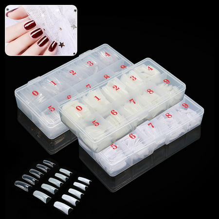 500x Natural/Clear/White False Nail Tips Acrylic UV Gel French Art Manicure
