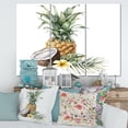 thumbnail image 2 of Designart ' Pineapple With Plumeria Coconut and Palm Leaves ' Traditional Canvas Wall Art Print, 2 of 3