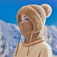 thumbnail image 2 of ManxiVoo Cozy Women's Winter Hat Scarf Combo with Thick Knit Pullover for Warmth and Cold Protection Integrated Design Soft Woolen Khaki, 2 of 4
