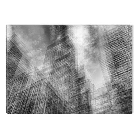 Startonight Canvas Wall Art Black and White Abstract Skyscrapers Urban Architecture , Dual View Surprise Artwork Modern Framed Ready to Hang Wall Art 100% Original Art Painting 23.62 X 35.43