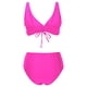 thumbnail image 5 of Trajes de Baño de Mujer de Cintura Alta Cuello en V Vendaje Sólido Ajustamiento Apretado Reunión Traje de Baño Conjunto Dividido, 5 of 6