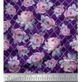 thumbnail image 1 of Soimoi Tissu Crêpe polyester Géométrique, Imprimé Feuilles & Roses au Mètre 52 Pouces de Large, 1 of 3