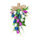 thumbnail image 4 of Guirnalda de tulipanes en forma de lágrima con lazo, adorno colgante de flores artificiales, corona de para bodas de estilo rústico, vitrina, Blanco Azul Morado, 4 of 8