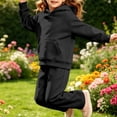 thumbnail image 5 of Girls Boys Sweatsuit 2 Piece Outfits Hooded Sweatshirt and Sweatpants Fleece Lined Tracksui𝘁 Plain Athletic Jogger Sets Warm, 5 of 5