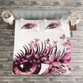 thumbnail image 3 of Ambesonne Butterfly Quilted Bedspread Set 3 Pcs, Woman Eyelashes, King Size, Pale Pink Purple, 3 of 3
