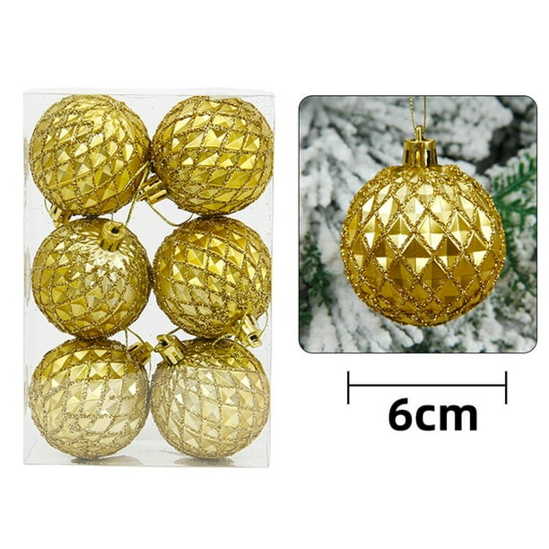 Adornos navideños indestructibles - Juego de 6 bolas de plástico de 60 mm, colgantes brillantes de árbol y corona para decoración navideña